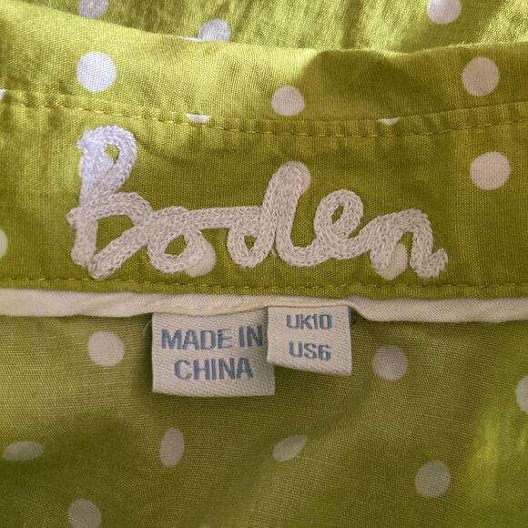 Boden 6 Long Sleeve Polka Dot Button Up Fitted Top Lime Green - Picture 5 of 6